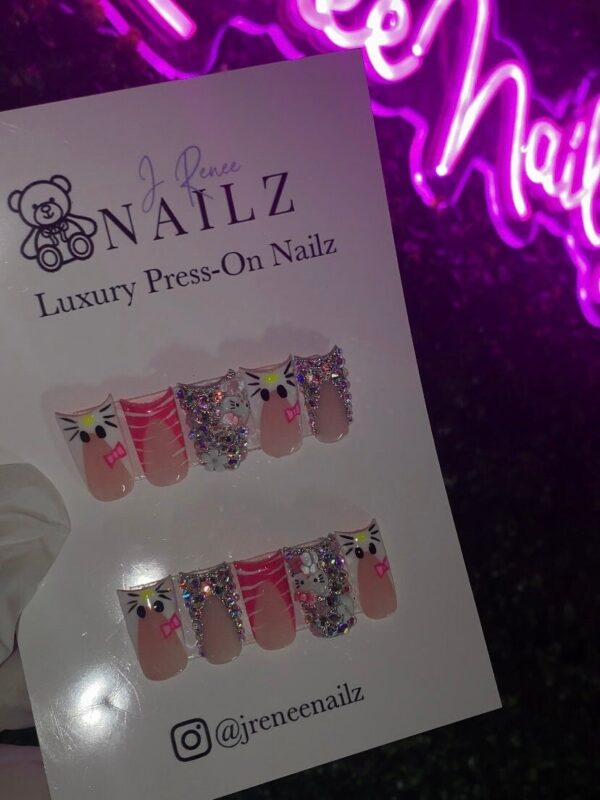 Love For Hello Kitty Set | Bling Hello Kitty French Press On Nails - Image 2