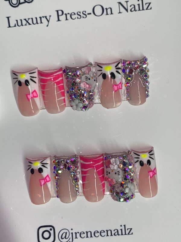 Love For Hello Kitty Set | Bling Hello Kitty French Press On Nails