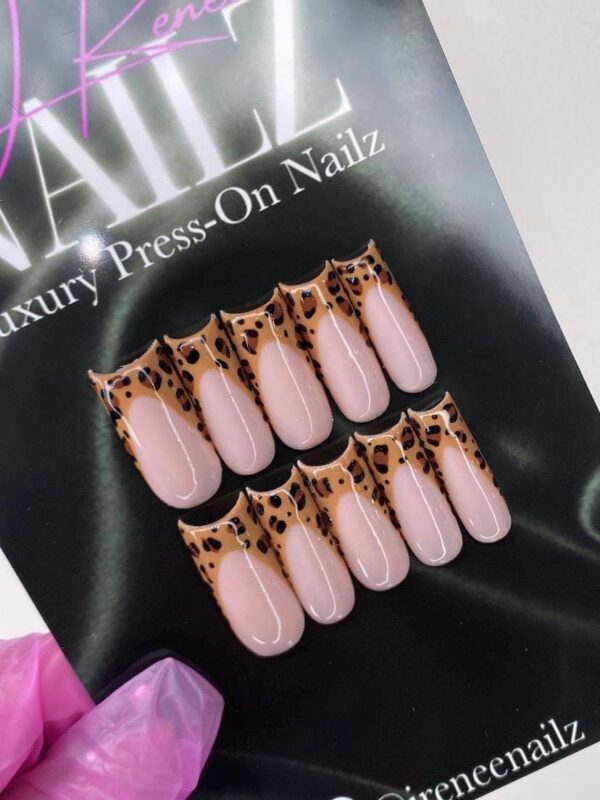 Lux Cheeta Girly Set | Cheeta Print French Press On Nails - Image 2